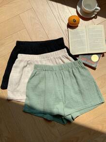 SHEIN EZwear 3pcs/Pack Colorful Loose Plus Size Casual Shorts - Multicolor - View 7