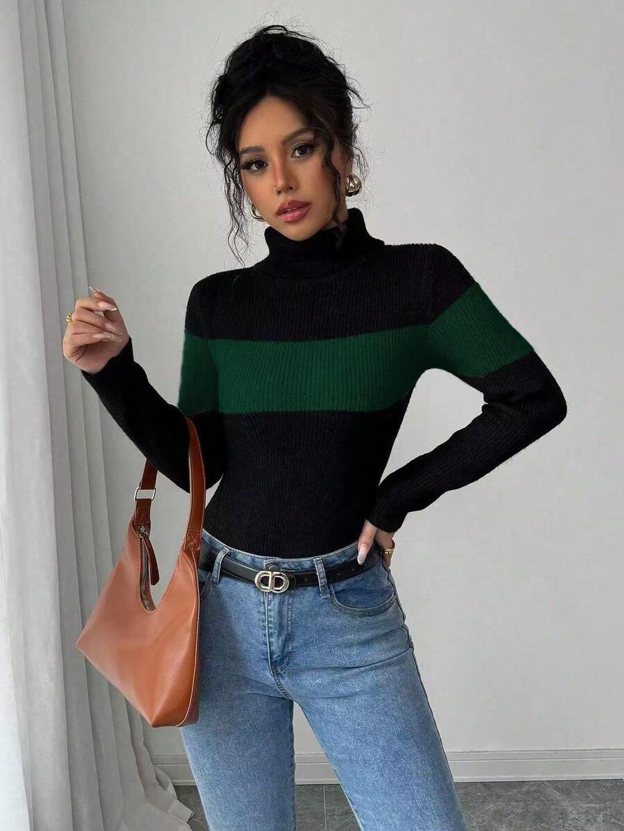 Chiquease 2024 Autumn/Winter New Fashion Design Sense Elegant Knitted Sweater Fall - Dark Green - View 1