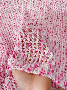 SHEIN Frenchy 大码彩色圆点镂空圆领长袖毛衣