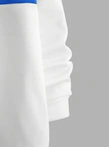 Manfinity VCAY Knit Patchwork Sweatshirt, Casual Minimalist Style For Everyday Wear - Blue and White - View 3