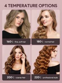 JMMO Rotating Curling Iron,Automatic Hair Curler,LED Indicator 4 Temp Settings Easy Styling For An All-Day Hold In 3 Minutes,Beauty & Personal Care Necessary Instruments - US Plug - White - View 4