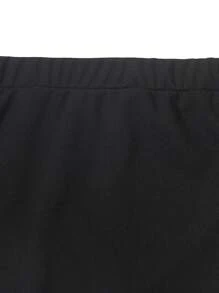 SHEIN Girls' Basic Elegant Lady Party Evening Commute 3D Bow Slit Fitted Skirt - Black - View 5