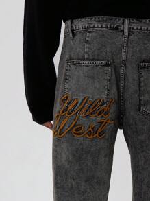 Musero Pantalones vaqueros de pierna recta lavados para hombre, estilo básico, prendas esenciales para primavera y verano - Multicolor - Ver 3