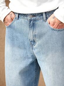 Manfinity Homme Men's Blue Loose Wide Leg Casual Jeans