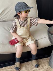 DAZY Set de 2 piezas de ropa para niños pequeños: camiseta de rayas y pantalones con estampado de letras, ropa de otoño para niños