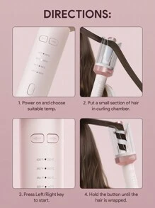 JMMO Rotating Curling Iron,Automatic Hair Curler,LED Indicator 4 Temp Settings Easy Styling For An All-Day Hold In 3 Minutes,Beauty & Personal Care Necessary Instruments - US Plug - White - View 10