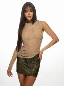 MISSGUIDED Asymmetric One Sleeve Lace Evening Top Ruched Design Party Clubwear Elegant Blouse Special Occasion Fitted Fashion Statement