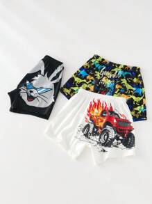SHEIN 3pcs/Set Young Boy Digital Print Boxer Briefs - Multicolor - View 8