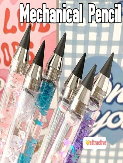 SHEIN Eternal Sand Pencil, Unbreakable, Child's Advanced Technology, Continuous Core HB Automatic Pencil, Sketching, No-Mark, Color Pencils, No Sharpening Required Back To School
