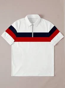 Manfinity Dauomo 男士条纹短袖休闲通勤 Polo 衫