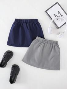 PrepCrw 小女孩夏季校服海军蓝/黑白条纹裙子套装 - 彩色 - 查看 2