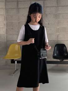 DAZY 2 件套青少年女孩秋季休闲套装，返校服装 - 黑與白 - 查看 5
