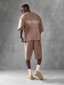 SUMWON Luxury Escape Artist Co-Ord Set Oversized Drop Shoulder Short Sleeve T-Shirt And Drop Crotch Shorts Streetwear Athleisure Two-Piece Summer Set