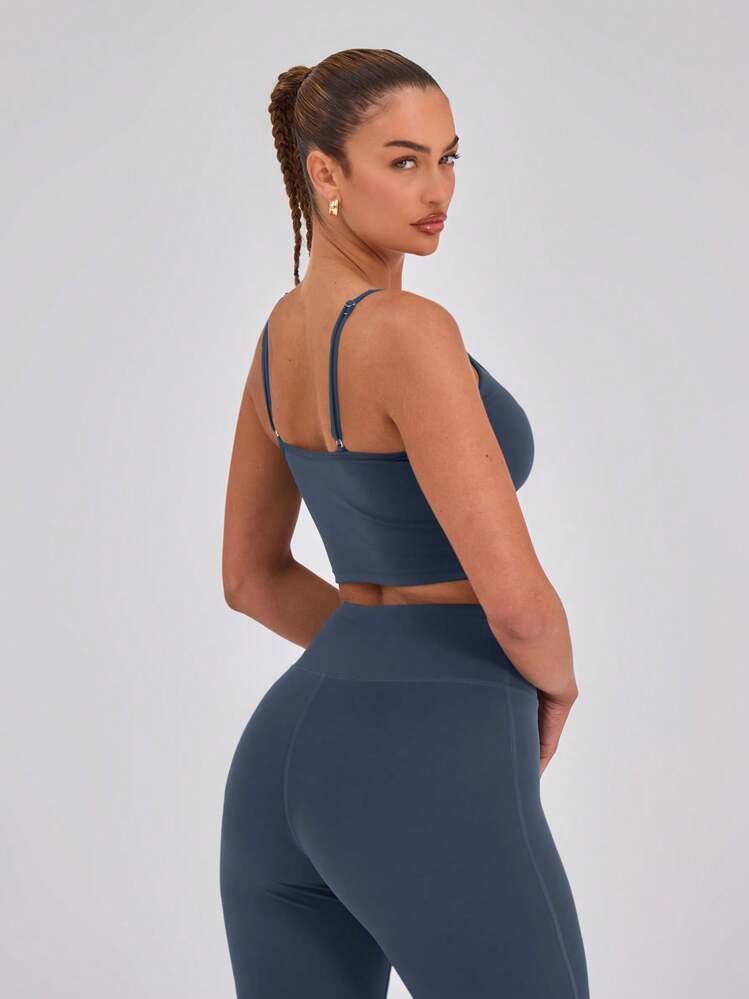 Musera Sport 性感吊带露脐运动背心（仅限上衣），适合板式网球、网球、匹克球等运动，秋冬季健身房穿着。 - 藏蓝色 - 查看 2