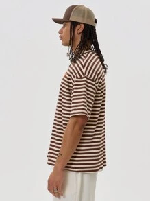 Musero Slogan Oversized Striped Tshirt
