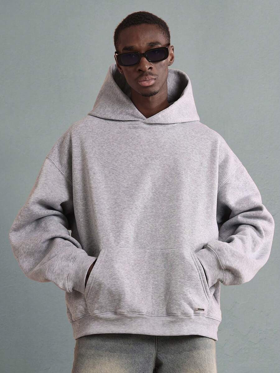 SUMWON Classic Oversized Pullover Hoodie Heavyweight Casual Athletic Streetwear Sweatshirt Fall Winter Essential Relaxed Fit Urban Fashion - Light Grey - View 1
