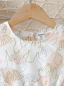 SHEIN 女童无袖连衣裙，适合幼儿的时尚夏季设计 - 白色 - 查看 5