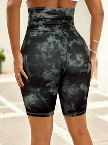 SHEIN Lady Women Front Button Tie-Dye Skinny Leggings, Casual Everyday Wear