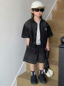 Dazy Kids Toddler Boys 2pcs Denim Outfit Set - Black - View 6