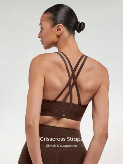 GLOWMODE FeatherFit™ Crossover Strap Sports BH Gym Fall view 3