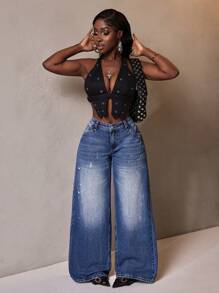 Slaydiva 女式简约休闲日常牛仔裤