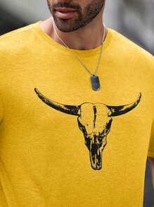 Manfinity VCAY Plus Size Men's Animal Print Short Sleeve Casual Slim Fit Round Neck T-Shirt