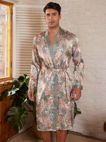 Manfinity ChillVibe 男士休闲简约风格浴袍，适合日常穿着 - 彩色 - 查看 5