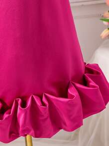 SHEIN Tween Girls' Vacation Casual Chic Solid Round Neck Sleeveless Woven Dress - Red Violet - View 6