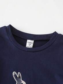 PrepCrw Young Boy Round Neck Short Sleeve Printed Casual Tee And Shorts Set, Spring/Summer School Style - Multicolor - View 4