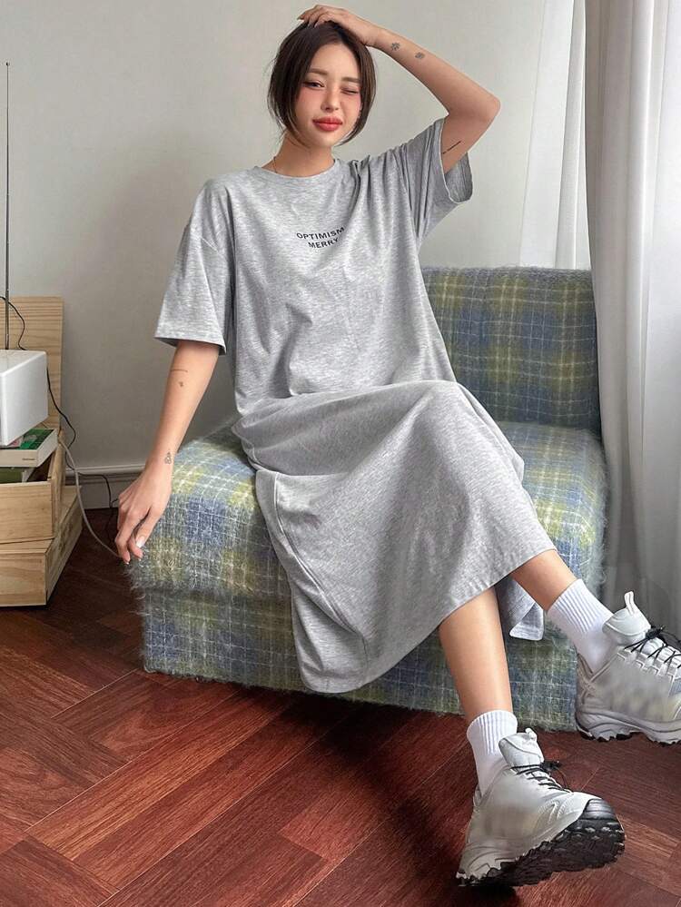 Spring/Summer New Letter Print Loose Casual Dress For Women Sundress