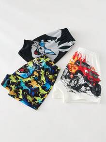 SHEIN 3pcs/Set Young Boy Digital Print Boxer Briefs - Multicolor - View 7