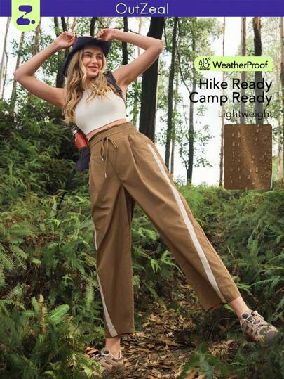 OutZeal Women Water-Resistant High Rise Waist Color Blocking Outdoor Pants Camping Hiking