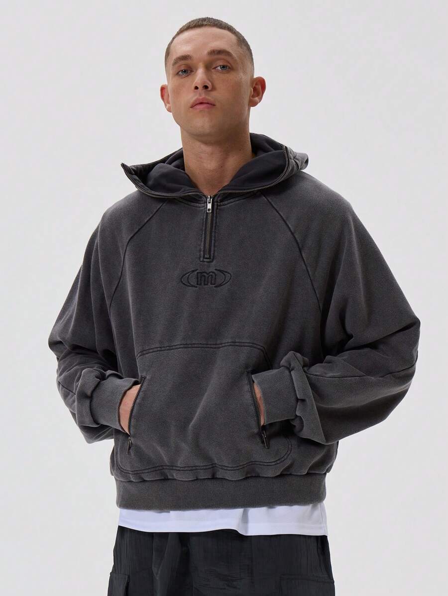Musero Felpa con cappuccio oversize lavata con slogan