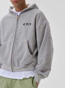 Musero Oversized Full Zip 'M' Slogan Hoodie