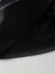 SHEIN 优雅时尚简约露肩无袖高腰撞色蝴蝶结设计少女夏季连衣裙 - 黑色 - 查看 4