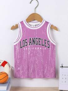 Áo tank top in chữ phong cách Hàn Quốc, thích hợp cho bé gái 4-7 tuổi, mùa xuân và thu mới. - Màu tím hoa cà - Xem 3