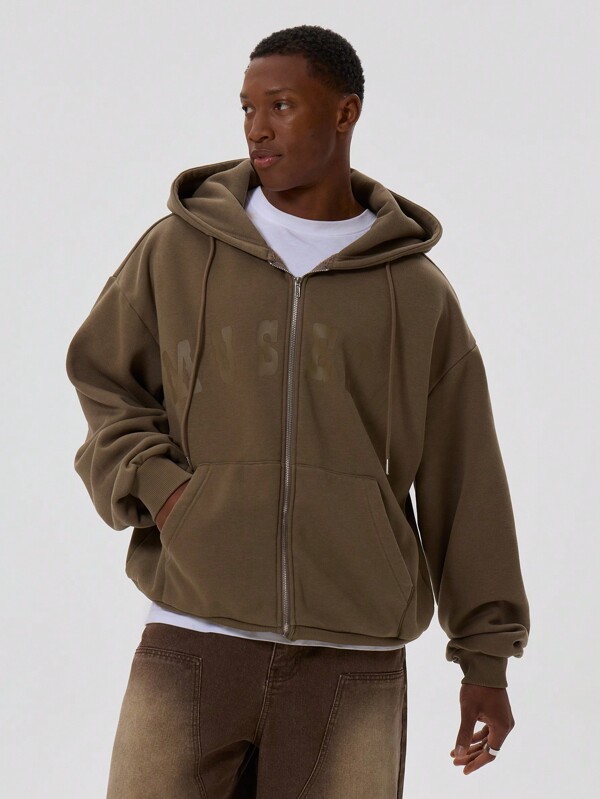 Musero Slogan Zip Up Hanoac învechit