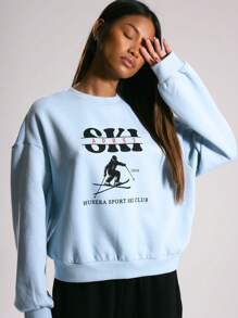 Musera Sport 圆领滑雪图案卫衣，适合板式网球、网球、匹克球等运动，休闲复活节风格 - 淺藍色 - 查看 5
