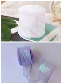 1 卷 10 码 4 厘米宽飘带美人鱼丝带，9 种颜色可选，适用于 DIY 蝴蝶结花束和礼品包装、情人节、派对、生日礼物装饰 - 彩色 - 查看 6