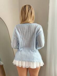 Sweetina Women's Elegant 3D Floral Decor Lightweight Sweater