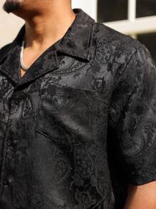 Manfinity Homme Plus Size Men Minimalist & Fashion Casual Short Sleeve Shirt & Shorts Set - Black - View 4