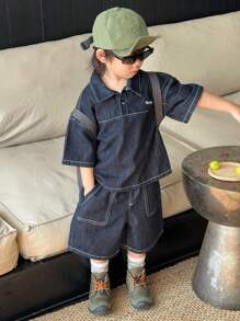 Dazy Kids Set da ragazzo composto da top a maniche corte e pantaloncini in jeans per il campeggio