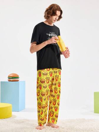 NotGurli Men's Unique Print Casual Lounge Pants, Minimalist Style For Daily Wear, Fall, Winter