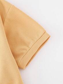 PrepCrw 女童黄色字母刺绣针织领 T 恤/迷你裙套装，春夏