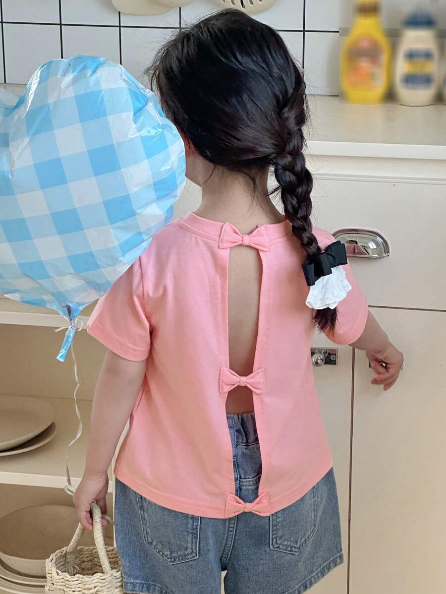 DAZY Young Girls' Casual Solid Color Short Sleeve T-Shirt, Minimalist & Fashionable For Daily Wear,Girls Summer Outfits - Green - View 1