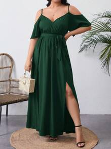 SHEIN VCAY Plus Size Plain Sleeveless Casual Dress, Simple & Fashionable For Everyday Wear