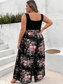 SHEIN CURVE+ Combinaison bohème décontractée d'été grande taille de style minimaliste pour tous les jours