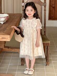 DAZY Young Girl Minimalist Casual Short Sleeve Dress For Daily Wear Floral