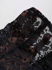 SHEIN Unity Sexy Sheer Lace With Backless Design Blouse For Women - Black - View 5
