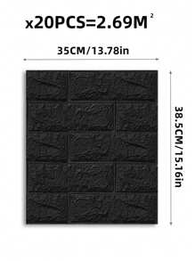 20 件 2.7 平方米黑色 3D 泡沫砖图案墙贴，覆盖力强，防水、防潮、防撞。非常适合客厅和卧室水泥墙面翻新